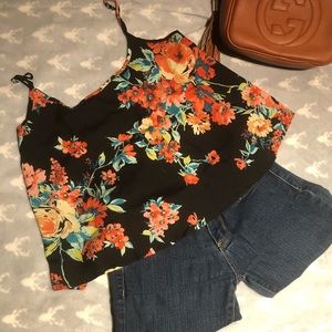 Floral Navy Blue Tank